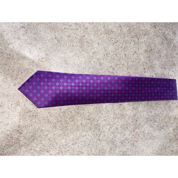 Ermenegildo Zegna Purple Patterned Silk Mens Tie 60" Made In Italy - Picture 8 of 13